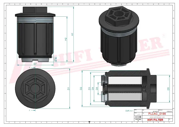 Rysunek wymiarowy Filtr adblue KD 70322