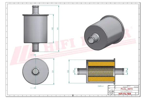 Rysunek wymiarowy Filtr benzyny BE 3224