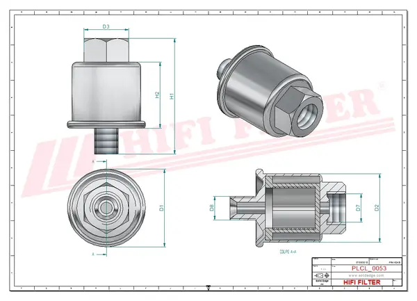 Rysunek wymiarowy Filtr benzyny BE 5027