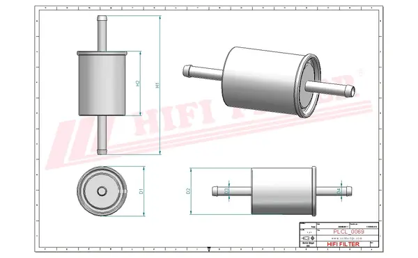 Rysunek wymiarowy Filtr benzyny BE 8805