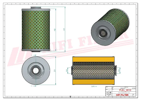 Rysunek wymiarowy Filtr elektroerozyjny EL 15189