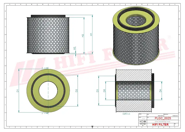 Rysunek wymiarowy Filtr gazu SG 5008