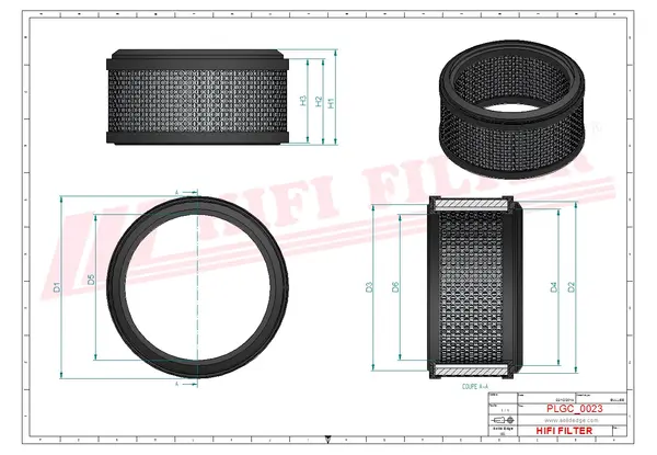 Rysunek wymiarowy Filtr gazu SG 5010