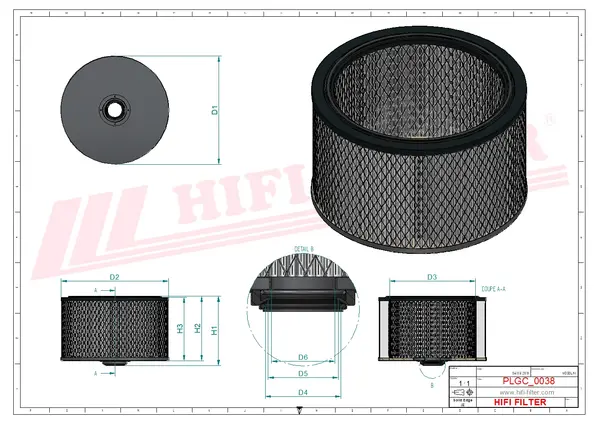 Rysunek wymiarowy Filtr gazu SG 5014