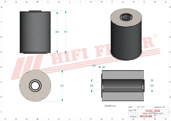 Rysunek wymiarowy Filtr gazu SG 5015