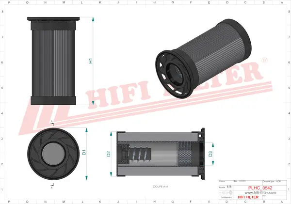Rysunek wymiarowy Filtr hydrauliczny SH 51599