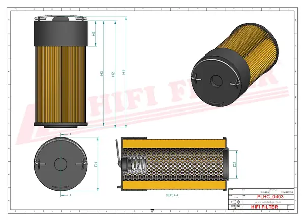 Rysunek wymiarowy Filtr hydrauliczny SH 52031