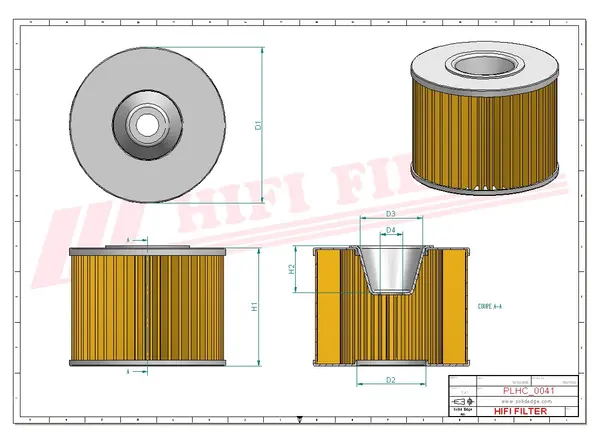 Rysunek wymiarowy Filtr hydrauliczny SH 52118