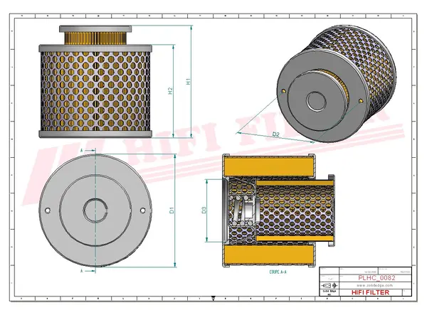 Rysunek wymiarowy Filtr hydrauliczny SH 52165