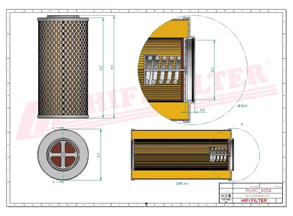 Rysunek wymiarowy Filtr hydrauliczny SH 52232