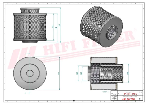 Rysunek wymiarowy Filtr hydrauliczny SH 52246