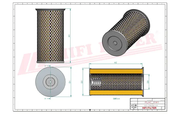 Rysunek wymiarowy Filtr hydrauliczny SH 52262