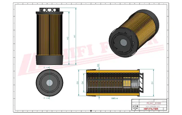 Rysunek wymiarowy Filtr hydrauliczny SH 52271