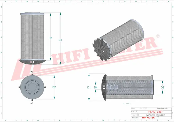 Rysunek wymiarowy Filtr hydrauliczny SH 52288