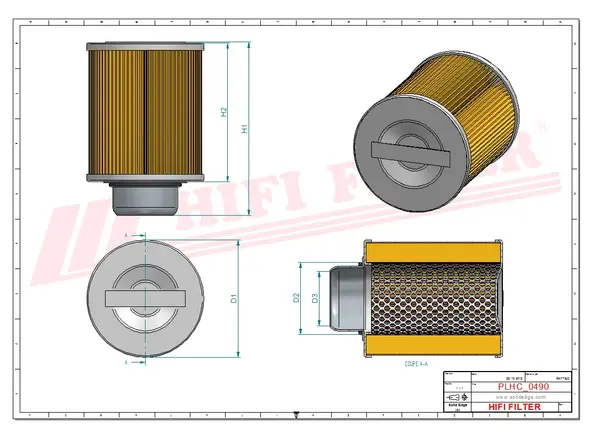 Rysunek wymiarowy Filtr hydrauliczny SH 52289