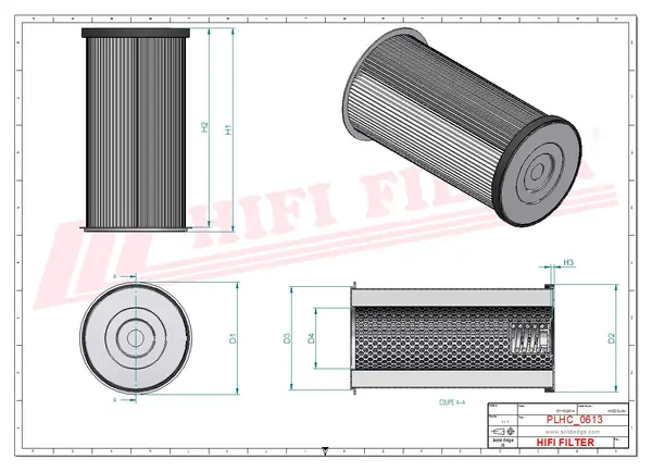 Rysunek wymiarowy Filtr hydrauliczny SH 52322
