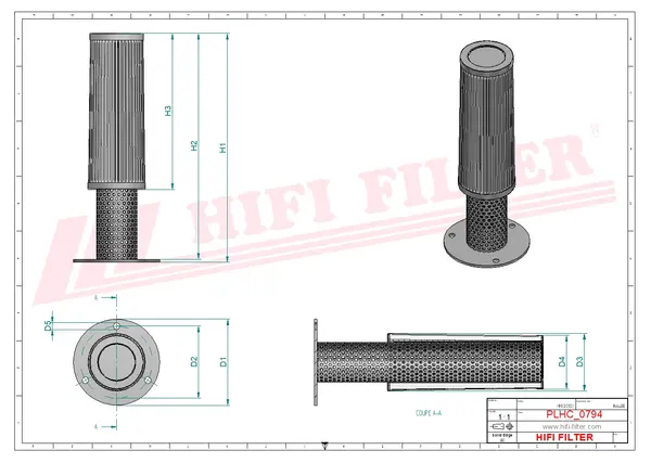 Rysunek wymiarowy Filtr hydrauliczny SH 52353