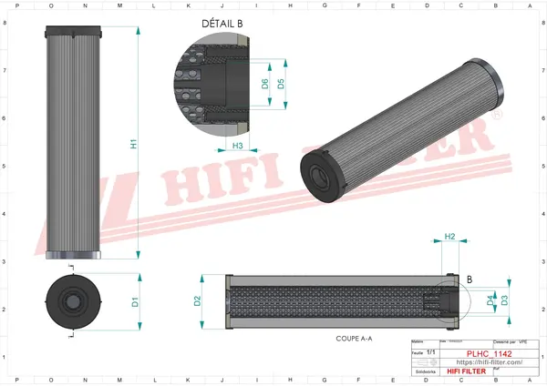 Rysunek wymiarowy Filtr hydrauliczny SH 52367
