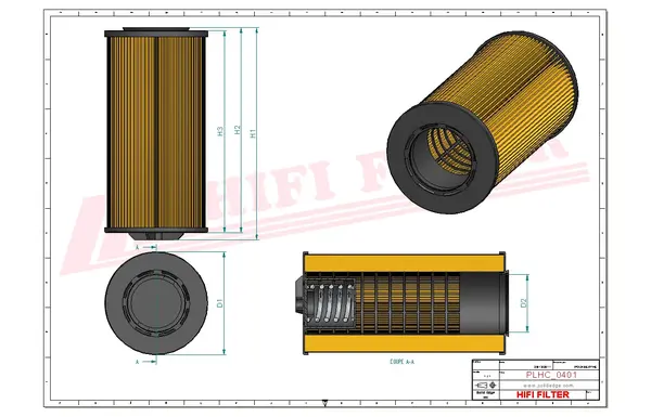 Rysunek wymiarowy Filtr hydrauliczny SH 52418