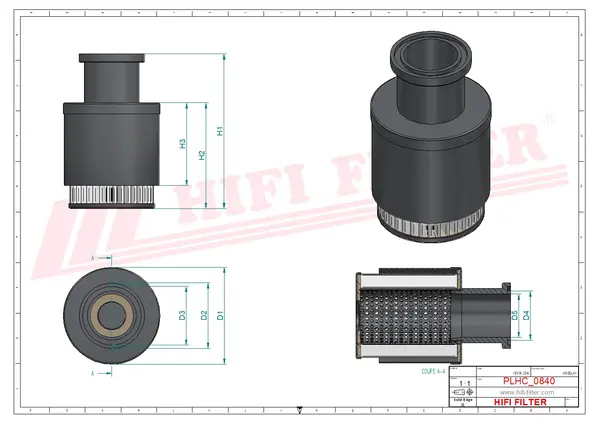 Rysunek wymiarowy Filtr hydrauliczny SH 52426