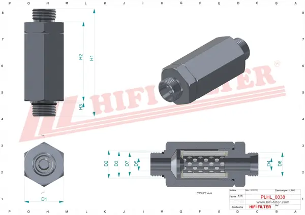 Rysunek wymiarowy Filtr hydrauliczny SH 52437