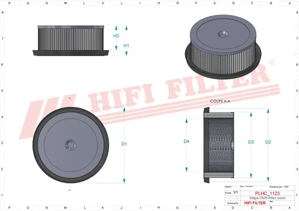 Rysunek wymiarowy Filtr hydrauliczny SH 52438