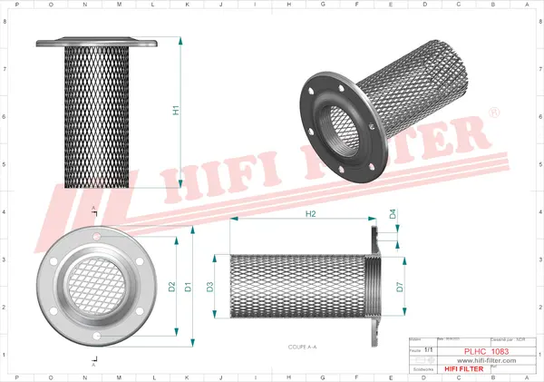 Rysunek wymiarowy Filtr hydrauliczny SH 52444