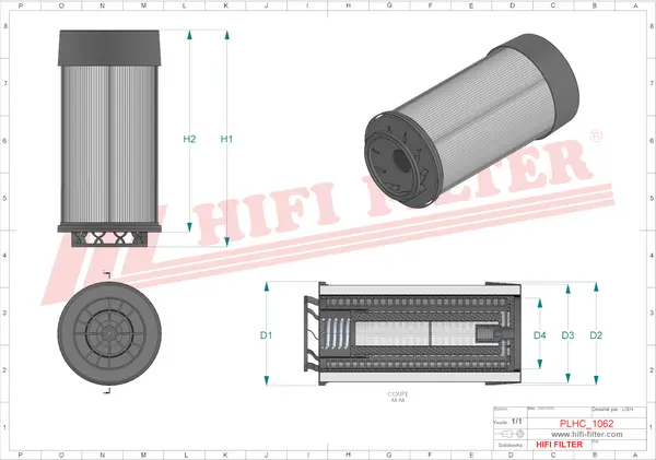 Rysunek wymiarowy Filtr hydrauliczny SH 52446