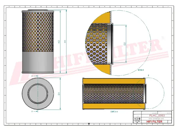 Rysunek wymiarowy Filtr hydrauliczny SH 52510