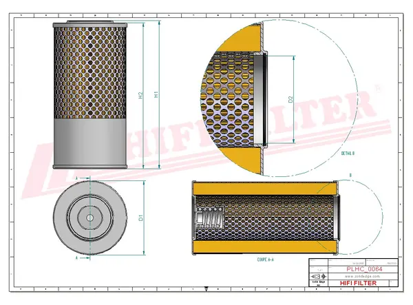Rysunek wymiarowy Filtr hydrauliczny SH 52552