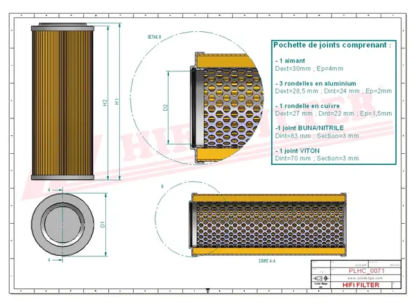 Rysunek wymiarowy Filtr hydrauliczny SH 52710 V