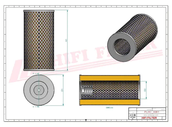 Rysunek wymiarowy Filtr hydrauliczny SH 52772