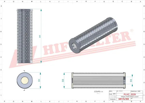 Rysunek wymiarowy Filtr hydrauliczny SH 53305