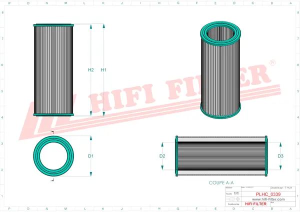 Rysunek wymiarowy Filtr hydrauliczny SH 53433