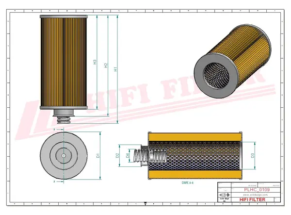 Rysunek wymiarowy Filtr hydrauliczny SH 55138