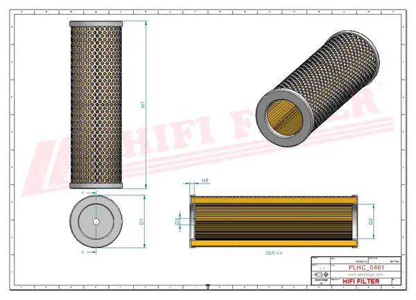 Rysunek wymiarowy Filtr hydrauliczny SH 55158