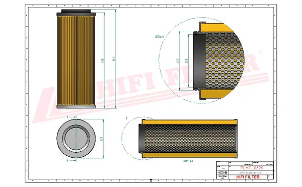 Rysunek wymiarowy Filtr hydrauliczny SH 55164