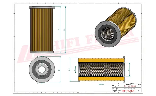 Rysunek wymiarowy Filtr hydrauliczny SH 56064