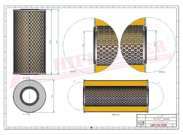 Rysunek wymiarowy Filtr hydrauliczny SH 56110