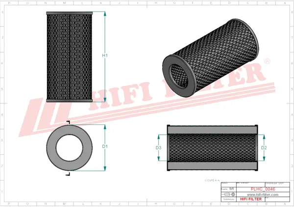 Rysunek wymiarowy Filtr hydrauliczny SH 56132
