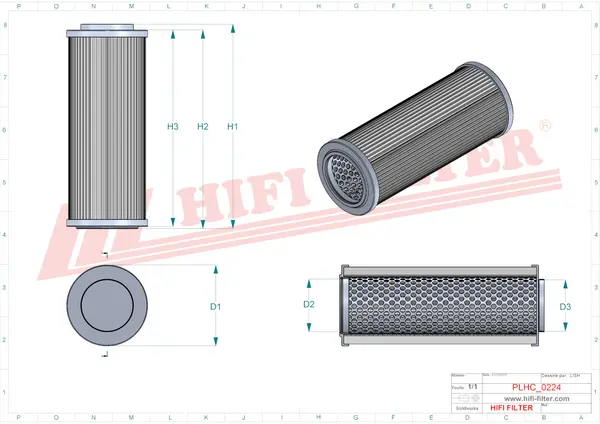 Rysunek wymiarowy Filtr hydrauliczny SH 56163