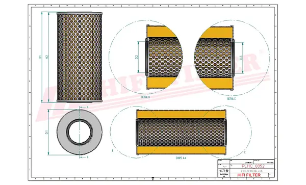 Rysunek wymiarowy Filtr hydrauliczny SH 56179