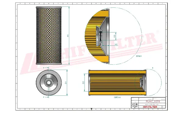 Rysunek wymiarowy Filtr hydrauliczny SH 56232