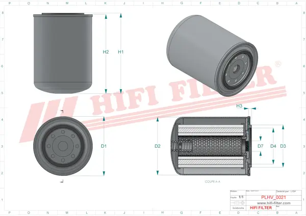Rysunek wymiarowy Filtr hydrauliczny SH 56329