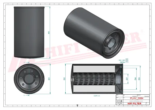 Rysunek wymiarowy Filtr hydrauliczny SH 56855