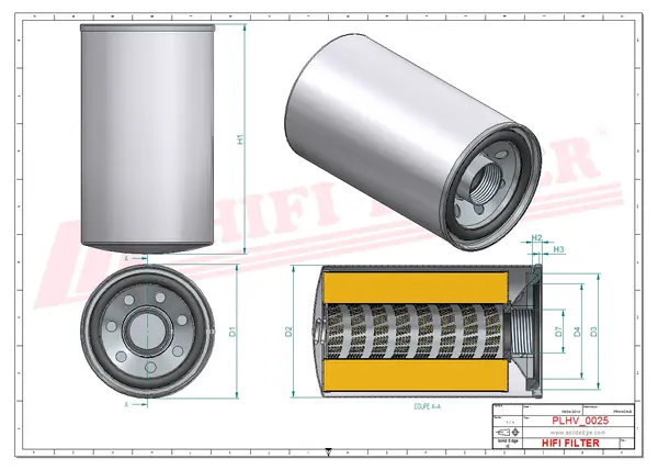 Rysunek wymiarowy Filtr hydrauliczny SH 56858
