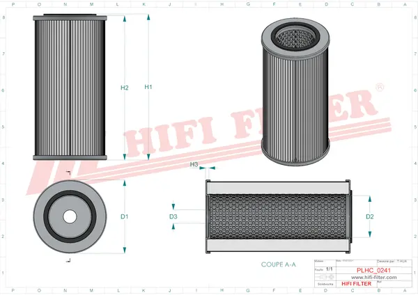 Rysunek wymiarowy Filtr hydrauliczny SH 59001