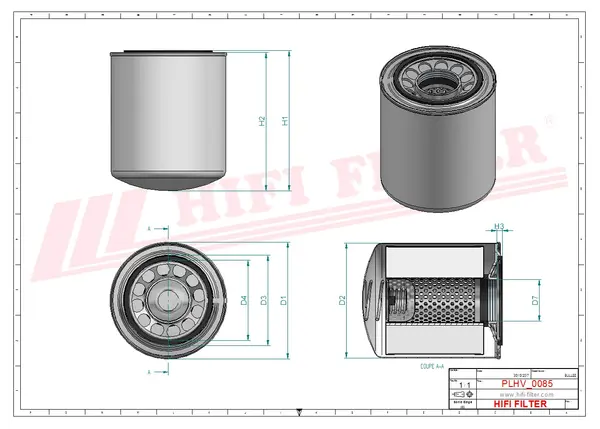 Rysunek wymiarowy Filtr hydrauliczny SH 59005