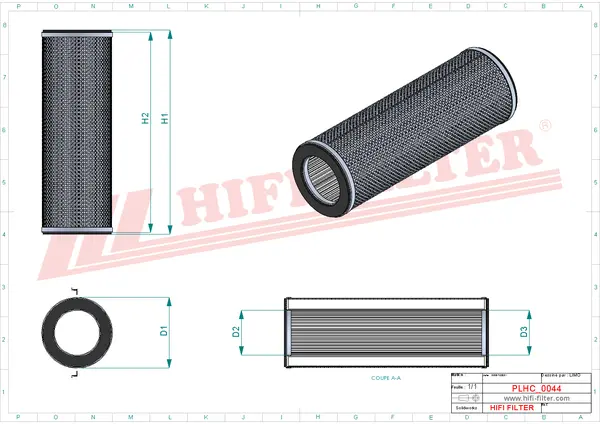 Rysunek wymiarowy Filtr hydrauliczny SH 59025