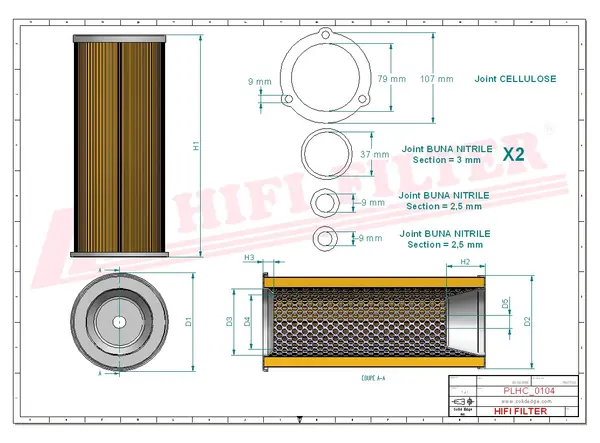 Rysunek wymiarowy Filtr hydrauliczny SH 59647